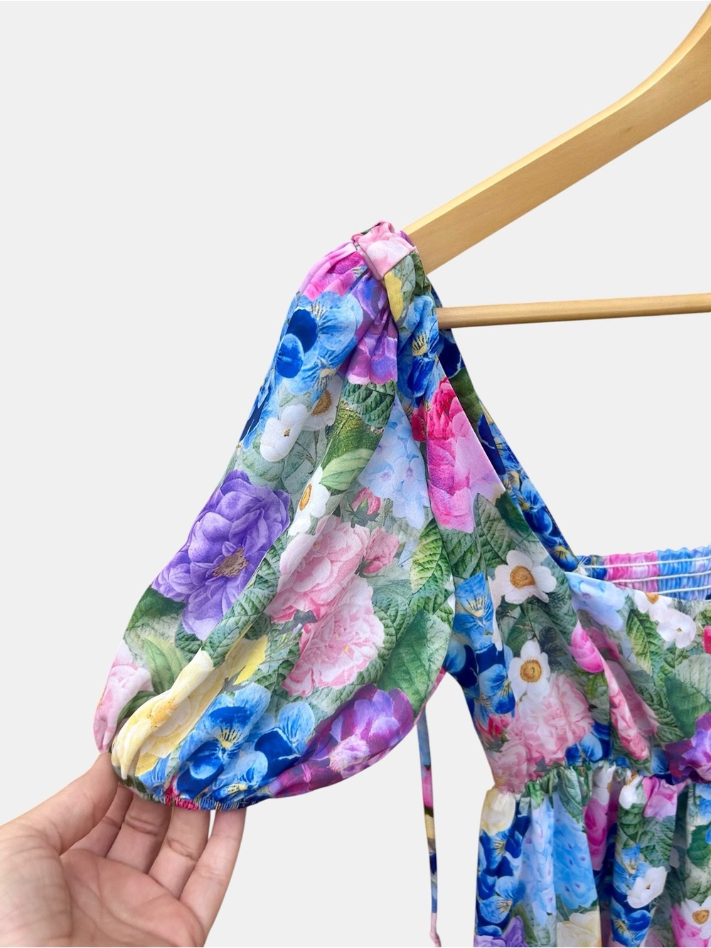 NWT Show Me Your Mumu Floral Milkmaid Babydoll Mini Dress Small Cottagecore Puff - Picture 7 of 9